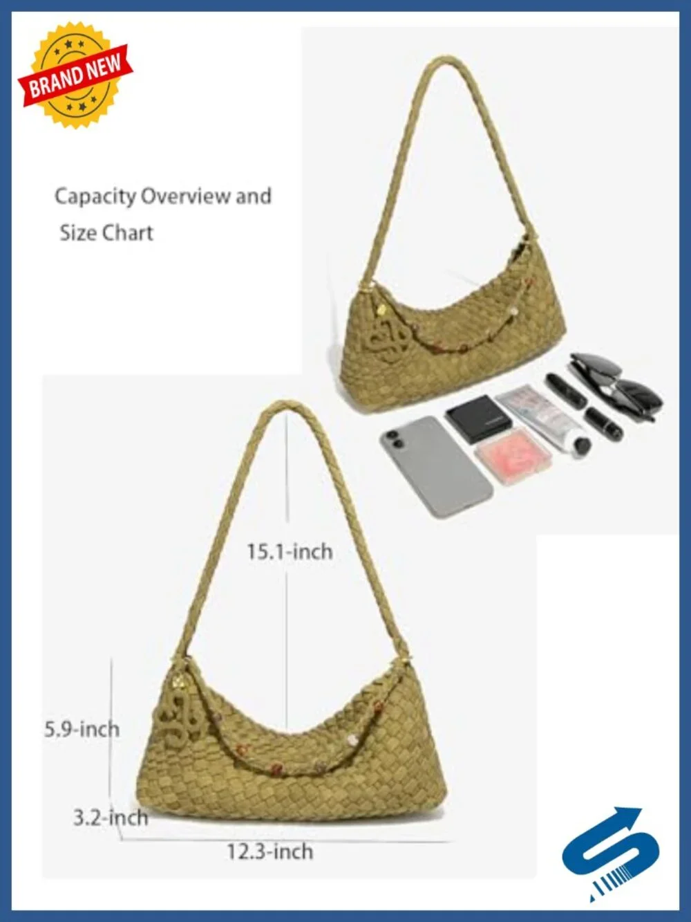 Suede Woven Hobo Shoulder Bag Small Handbag Magnetic Closure